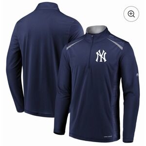 New York Yankees 1/4 Zip Pullover Jacket Sz M Performance Lightweight Majestic